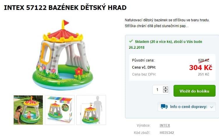 Nafukovací bazén Intex Hrad 122cm
