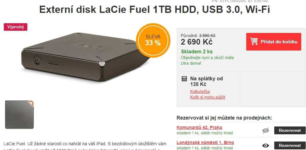 Externí disk, Wifi, LaCie Fuel, 1 TB