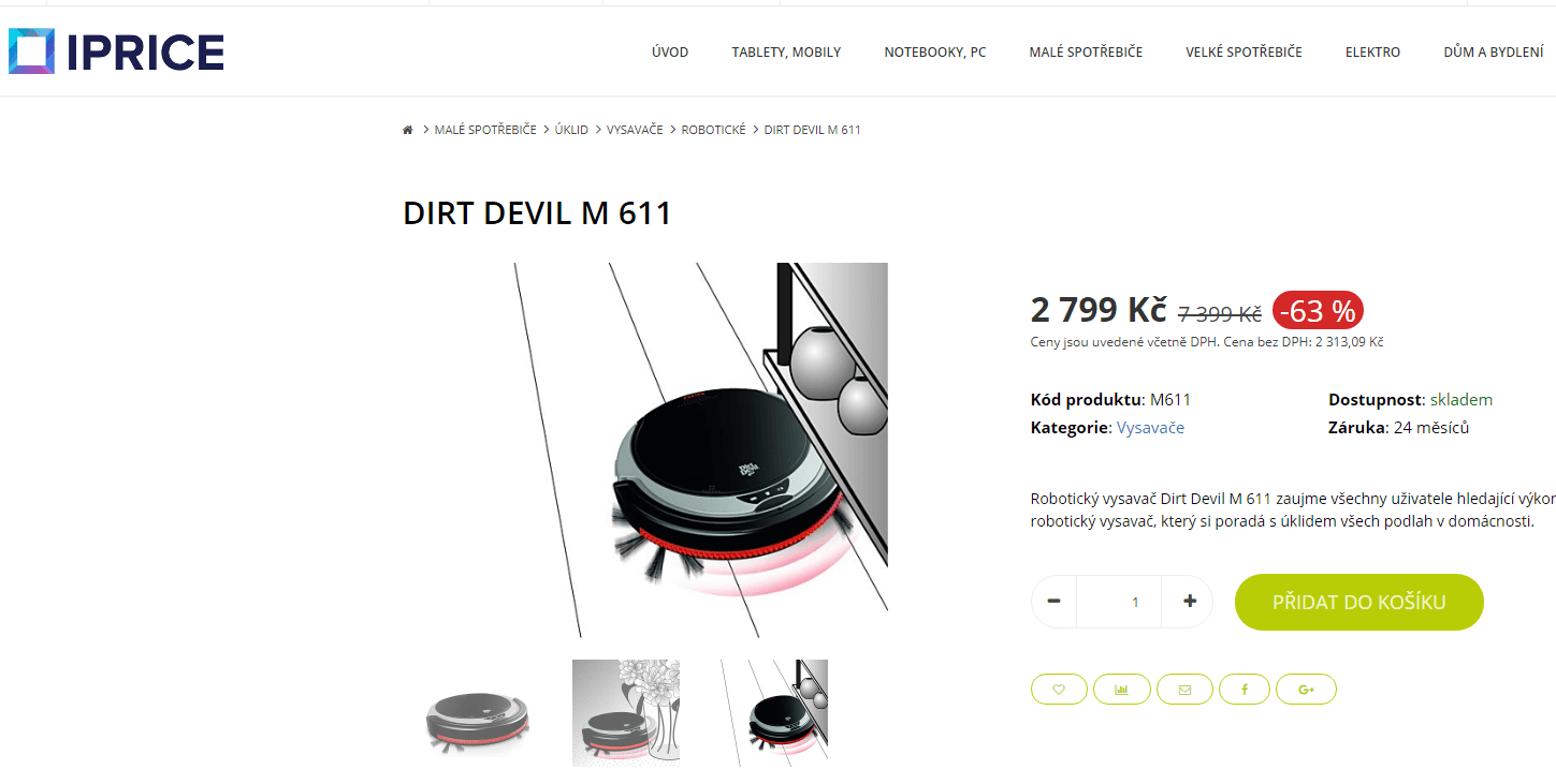Robotický vysavač Dirt Devil M 611