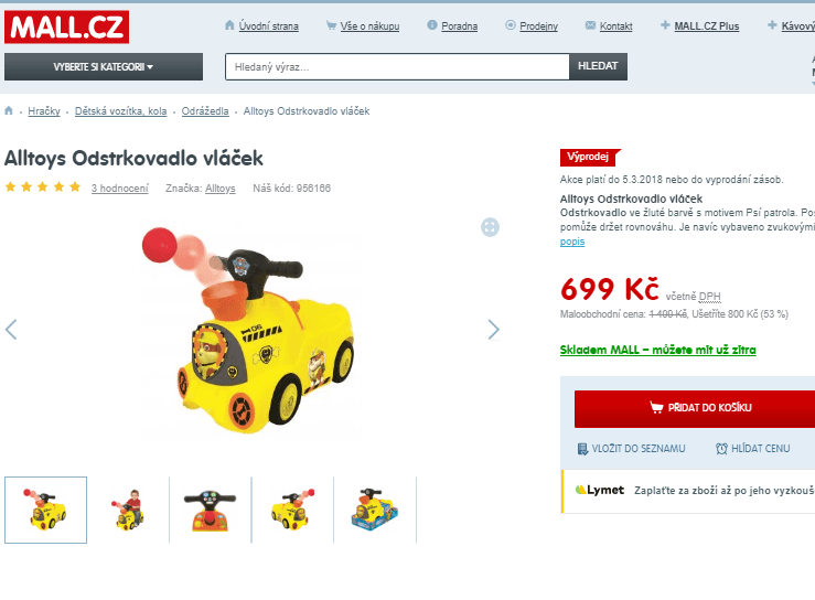 Odstrkovadlo vláček Alltoys 