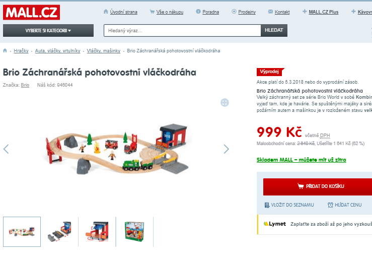 Záchranářská pohotovostní vláčkodráha Brio