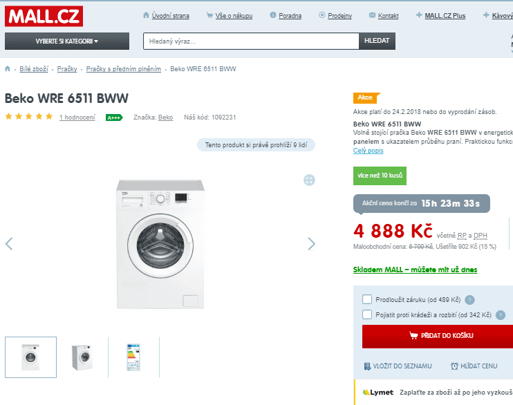 Pračka Beko, 6kg, 1000 ot., A+++