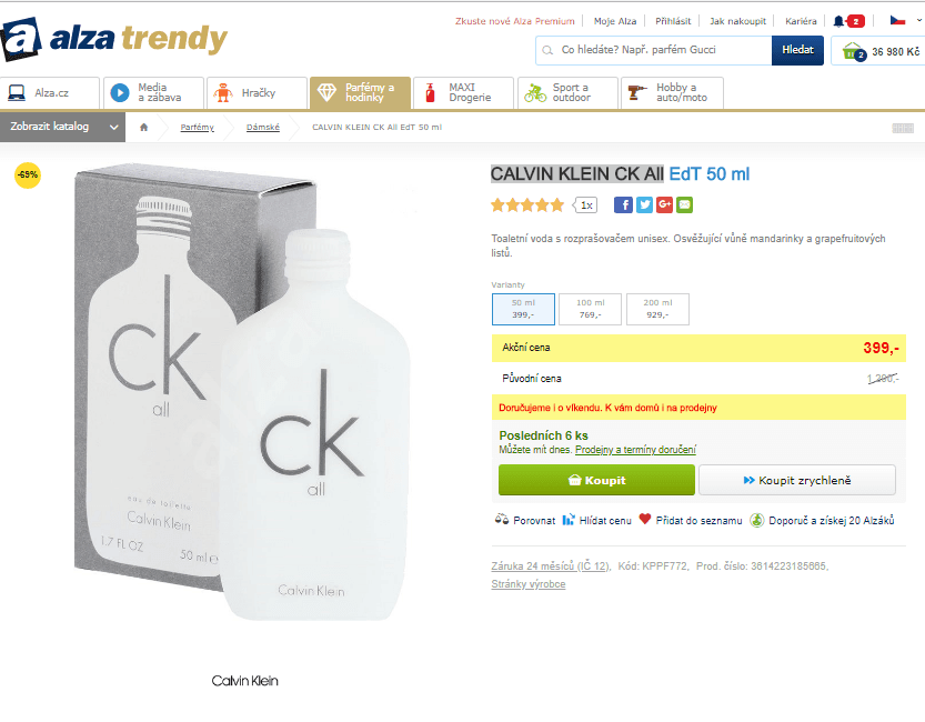 Unisex Calvin Klein CK All EdT 50 ml
