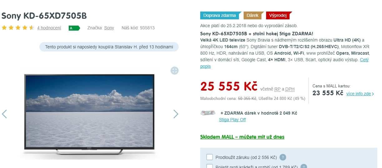Ultra HD TV, HDR, Smart, 164cm, SONY