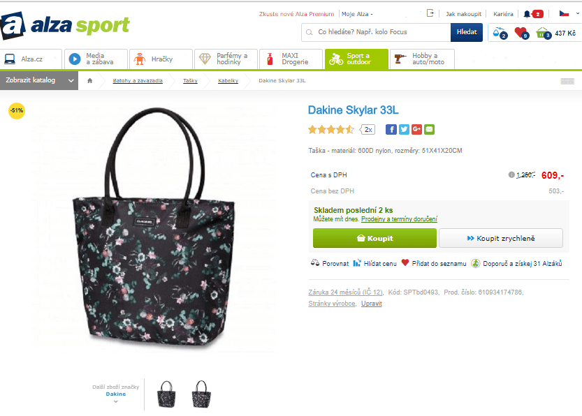 Dámská taška Dakine Skylar 33L