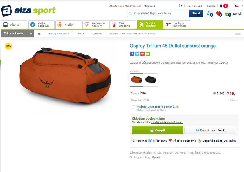 Cestovní taška Osprey Trillium 45 Duffel