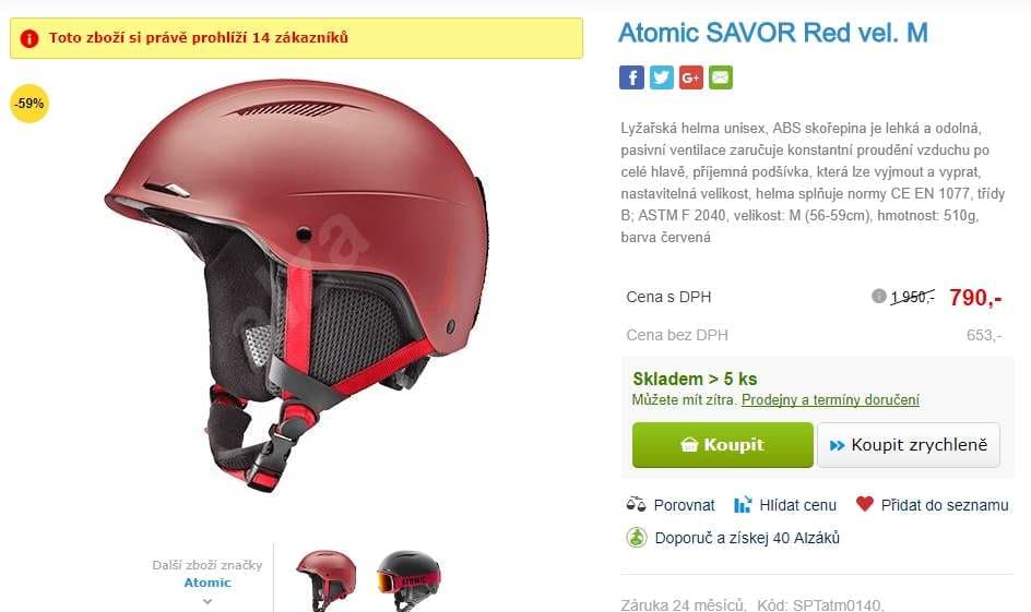 Lyžařská helma Atomic SAVOR Red 