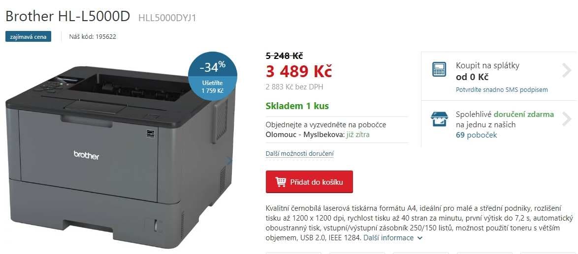 ČB, laserová tiskárna Brother