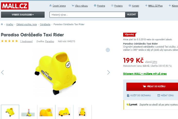 Odrážedlo Taxi Rider Paradiso 