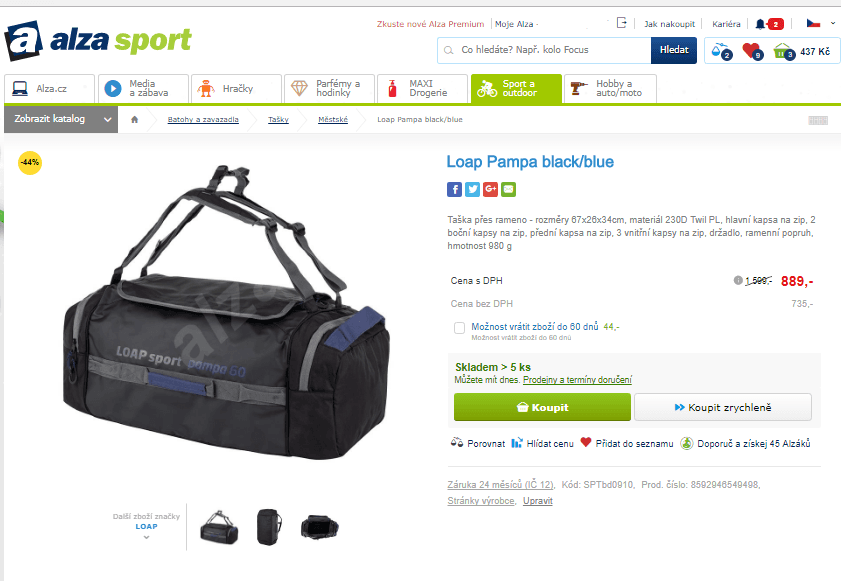 Loap PAMPA taška přes rameno, 60L