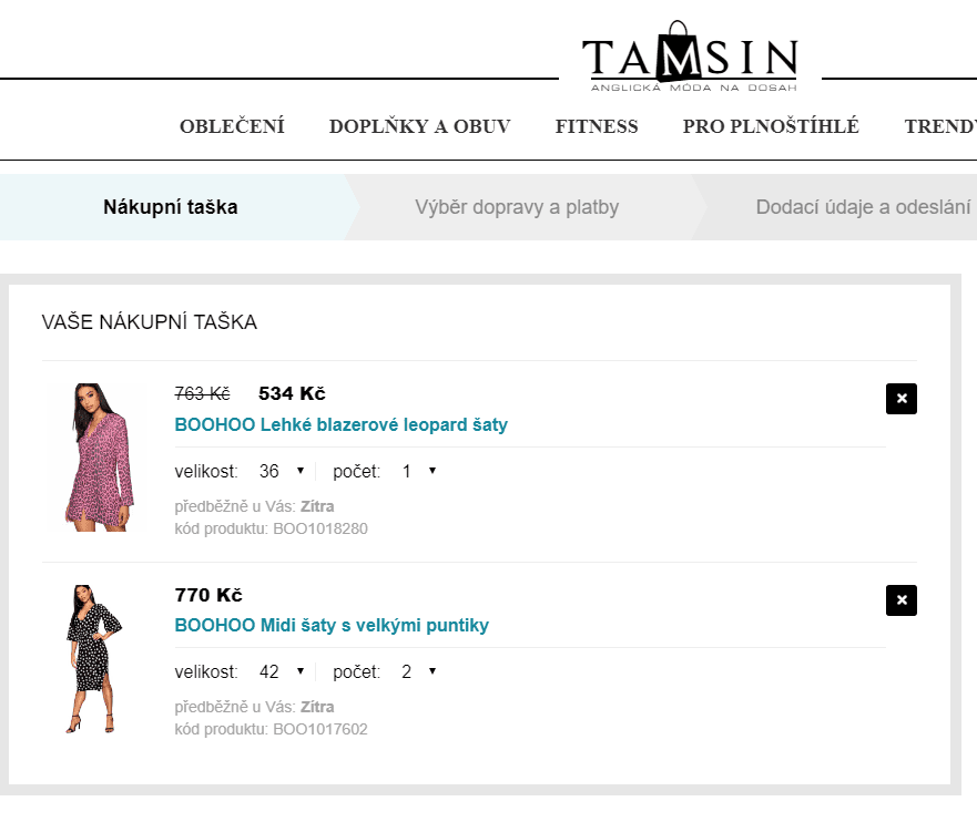 Tamsin.cz - sleva 30% na druhou položku