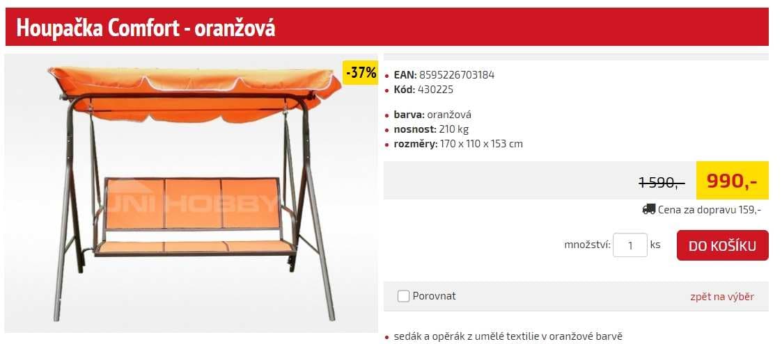 Zahradní houpačka Comfort, 3 osoby