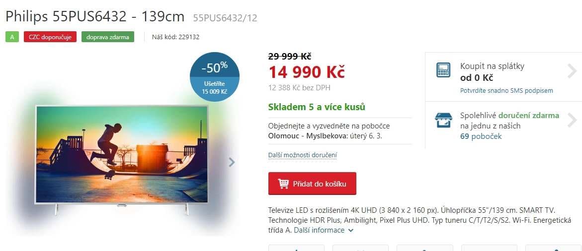 Ultra HD TV, HDR, Smart, 139cm, Philips