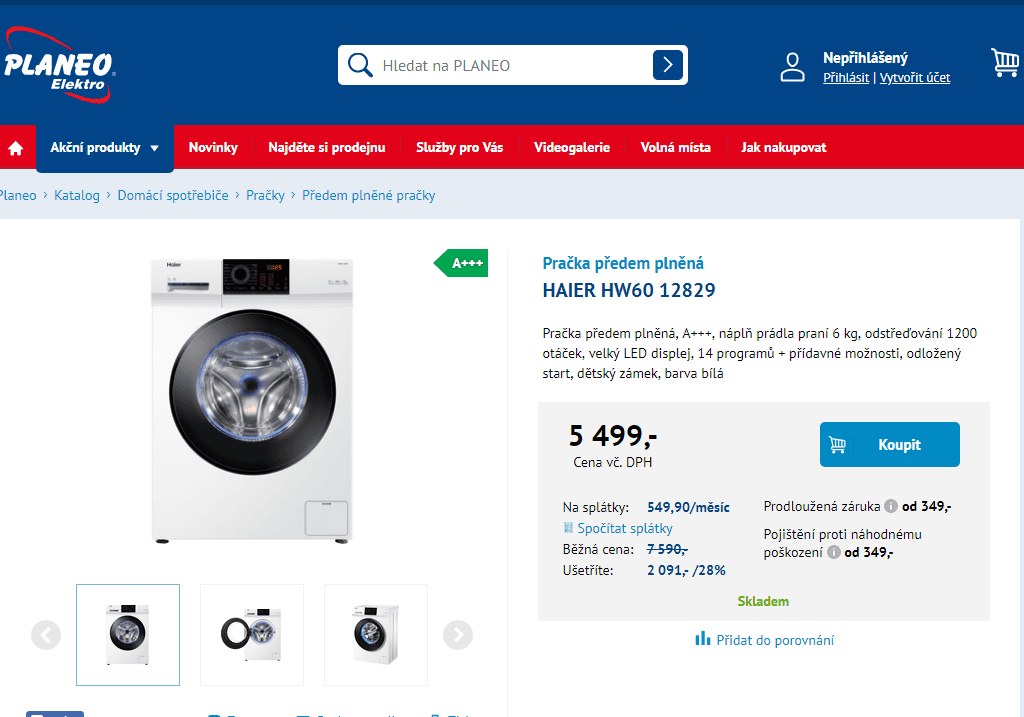 Pračka Haier, 6kg, A+++, 1200 ot.