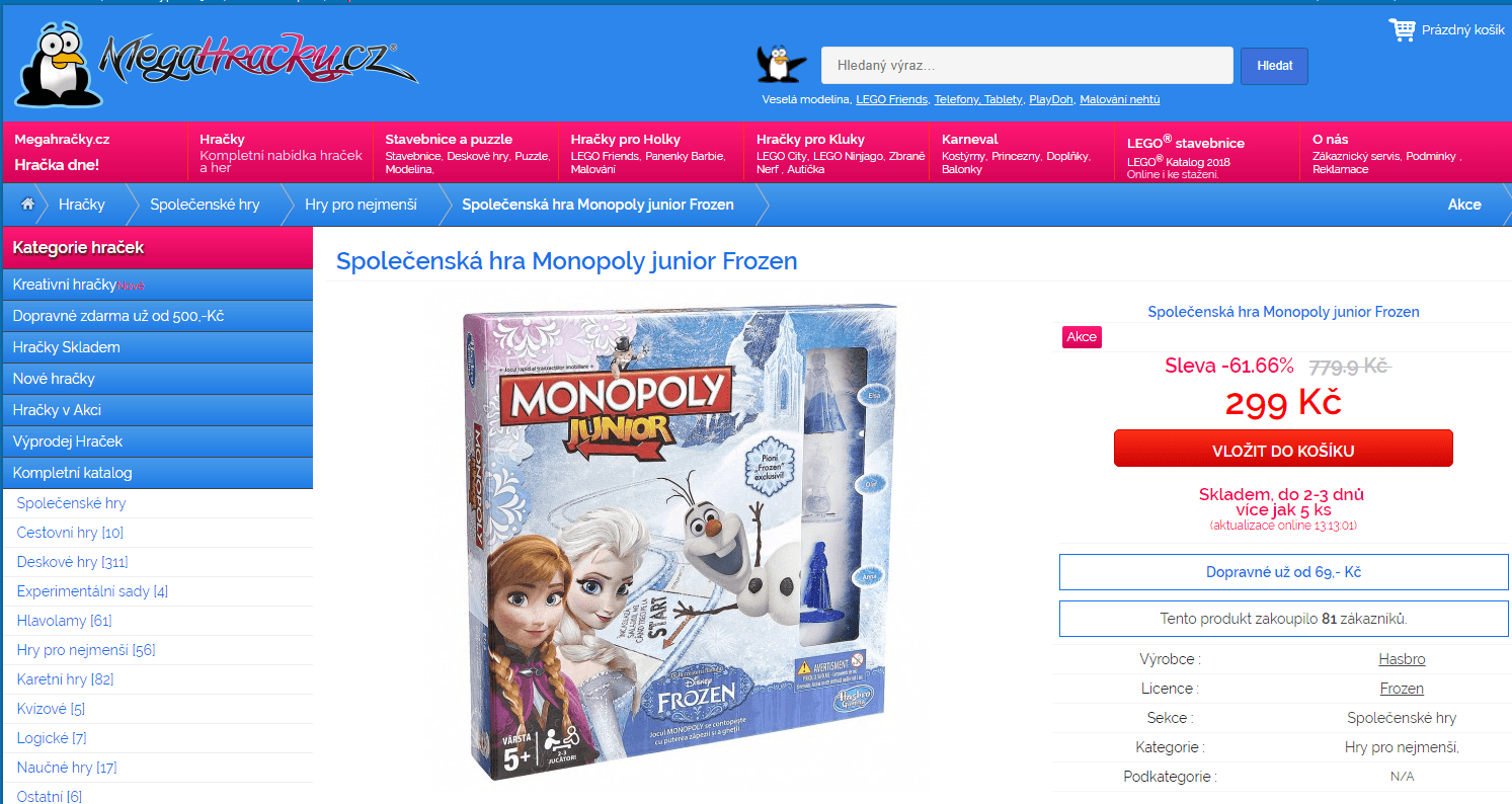Monopoly: Ledové království Junior