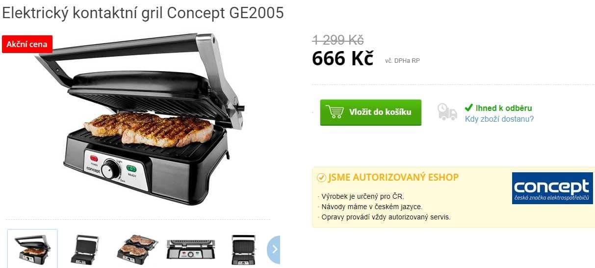 Elektrický kontaktní gril Concept