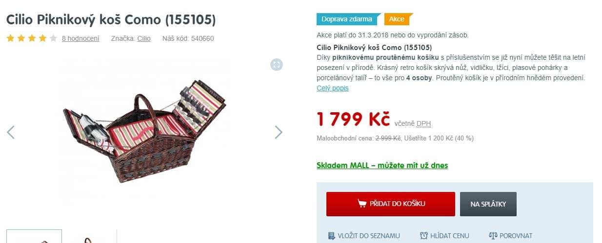 Piknikový koš pro 4 osoby Cilio COMO 