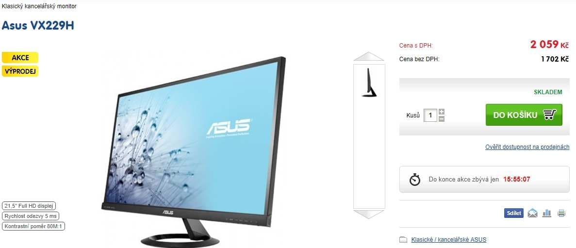 LED LCD PC monitor Asus, 21,5", full HD