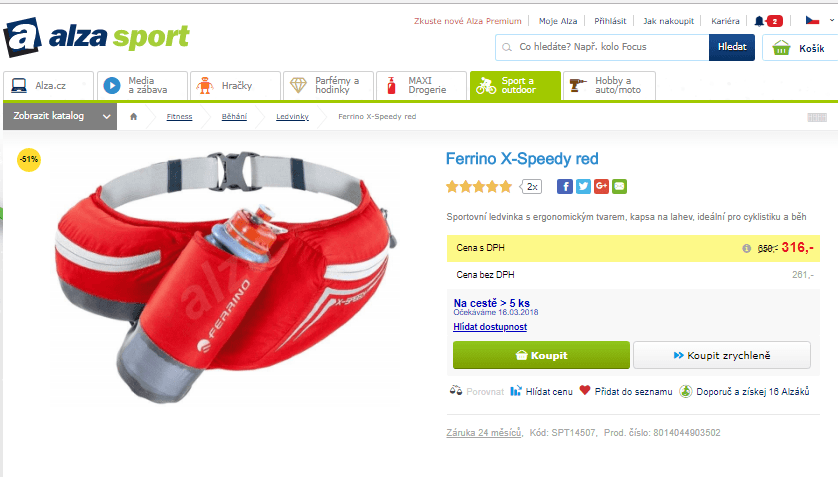 Sportovní ledvinka Ferrino X-Speedy red