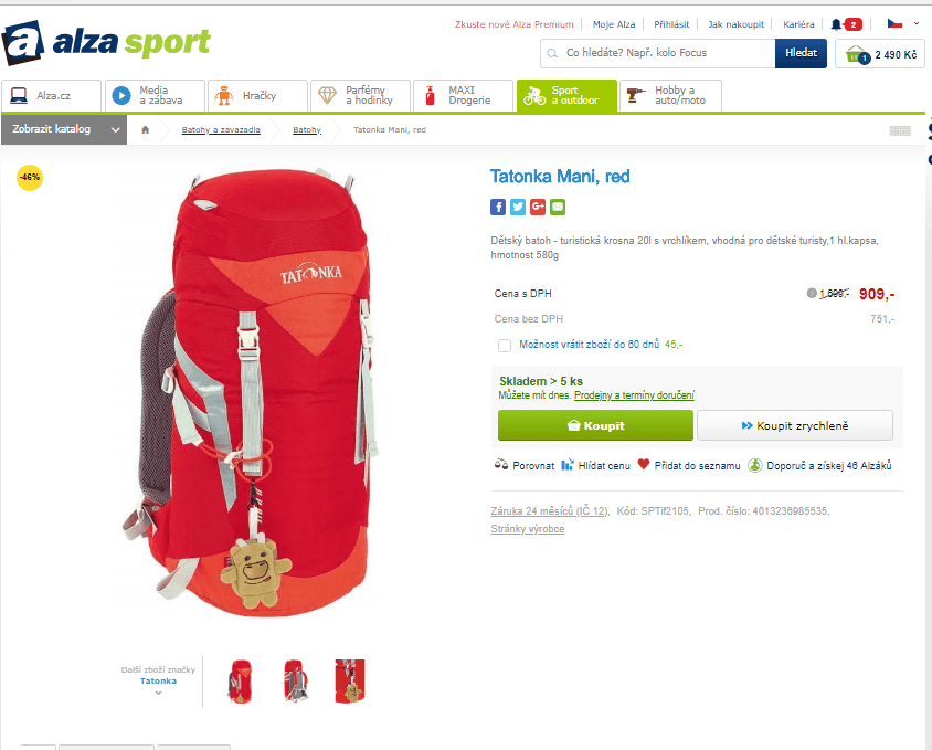 Dětská krosna Tatonka Mani 20l