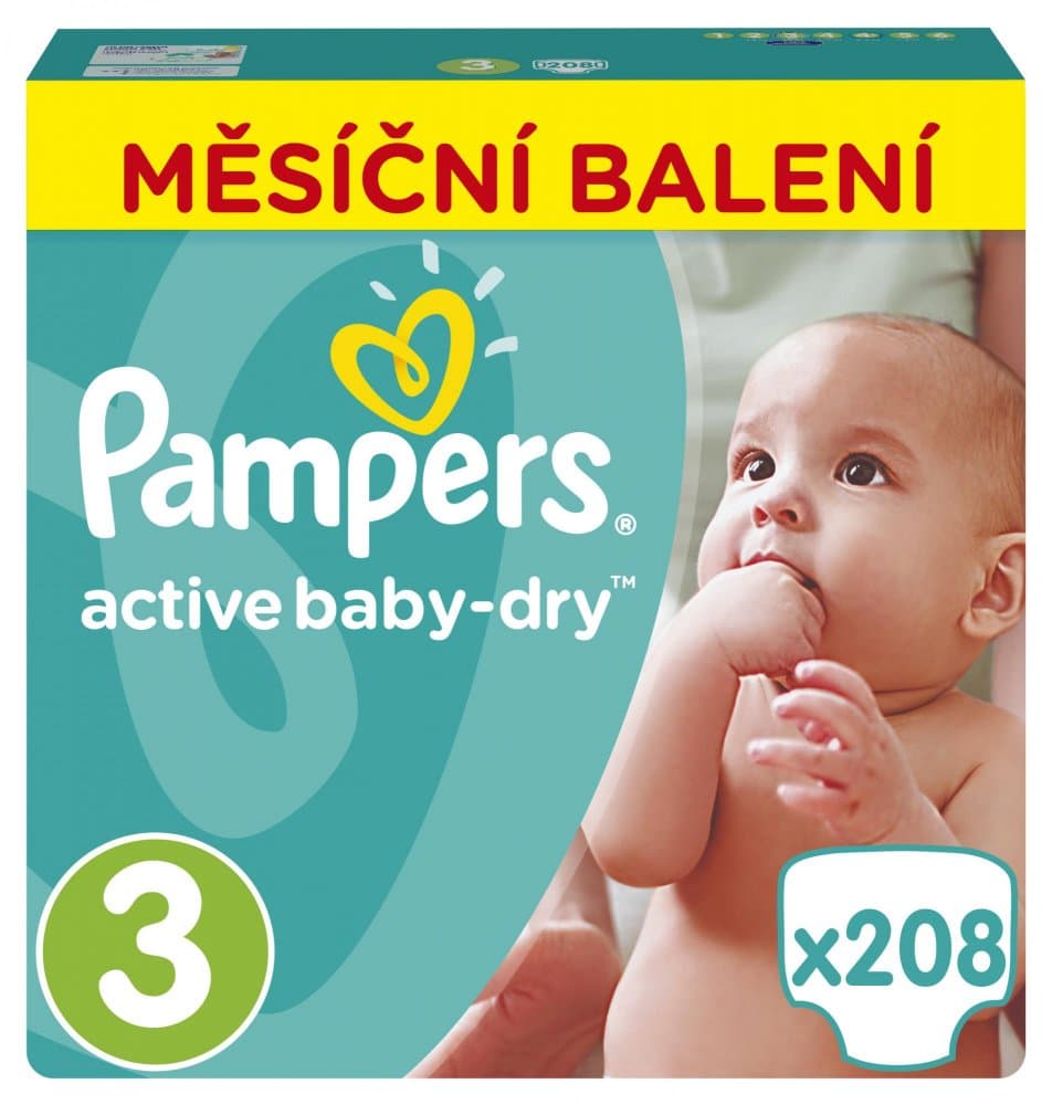 Pampers Active Baby 3 Midi (5-9kg) 208ks