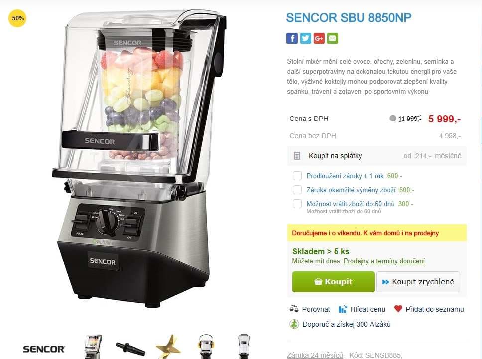 Mixér Sencor, ořechy, led, 33000 otáček
