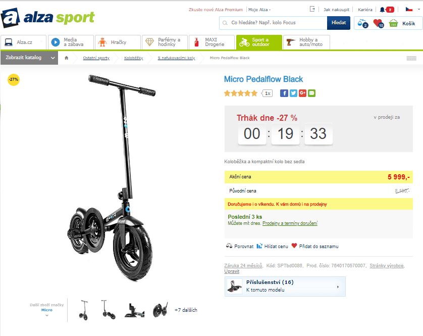Pedalflow Micro - koloběžka / kolo bez sedla