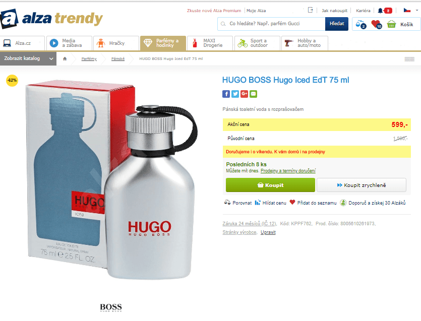 Pánský parfém Hugo Boss Iced, 75ml