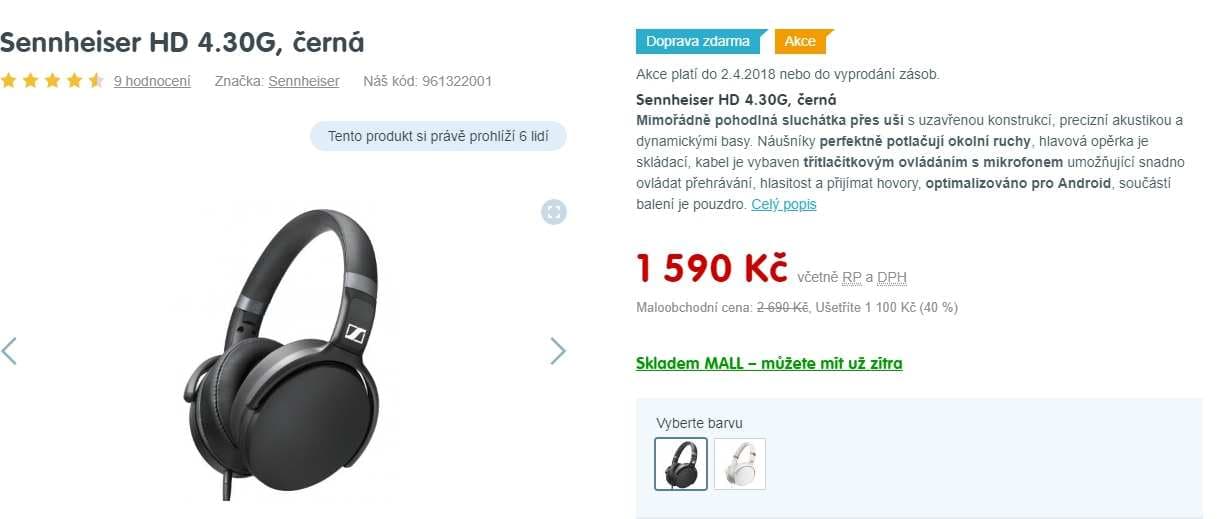 Sluchátka Sennheiser HD 4.30G