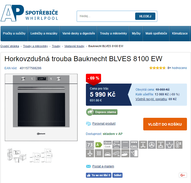 El. horkovzdušná trouba Bauknecht
