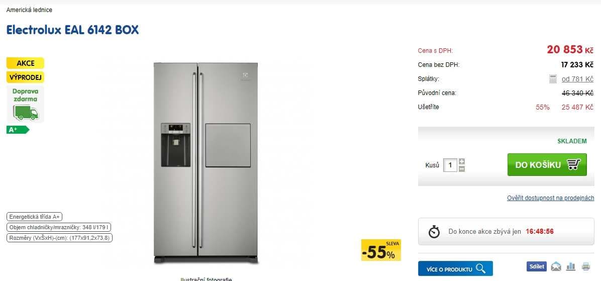 Americká lednice Electrolux, 527 l., led