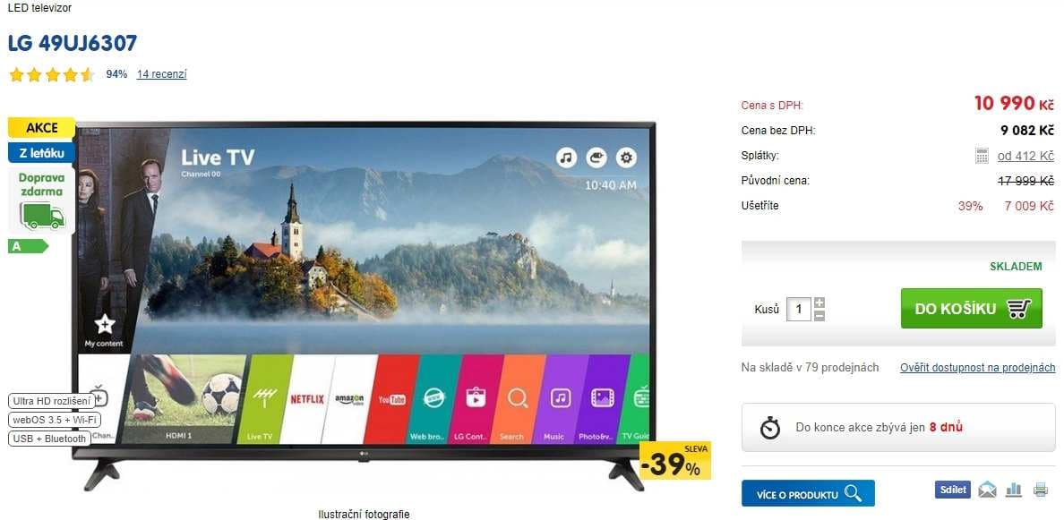Ultra HD TV, Smart, 123 cm, LG