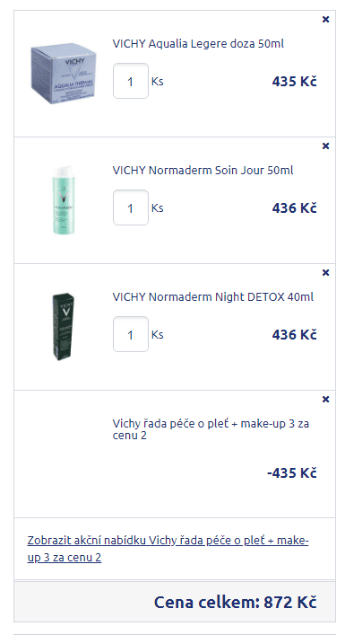 Kup 3 výrobky Vichy, zaplať jen 2