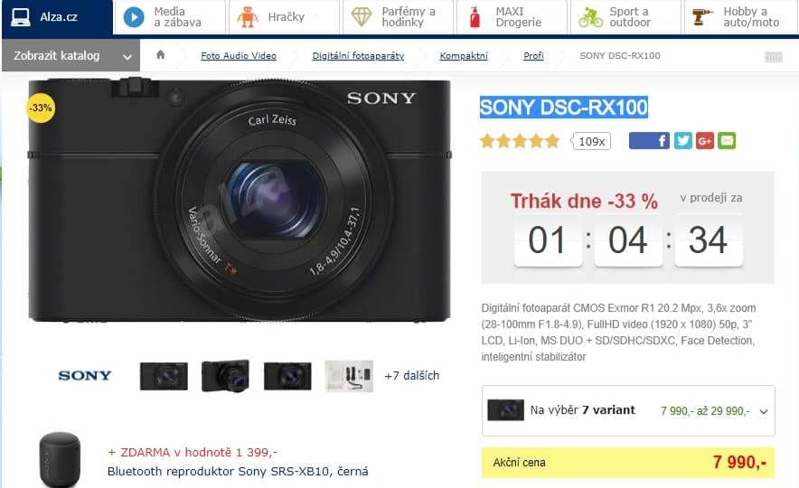 Sony Cyber-Shot RX100, 20,2MPx - 20ks