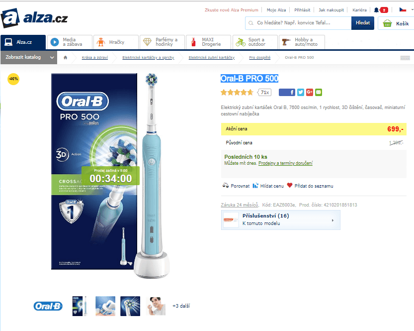 El. zubní kartáček Oral-B PRO 500
