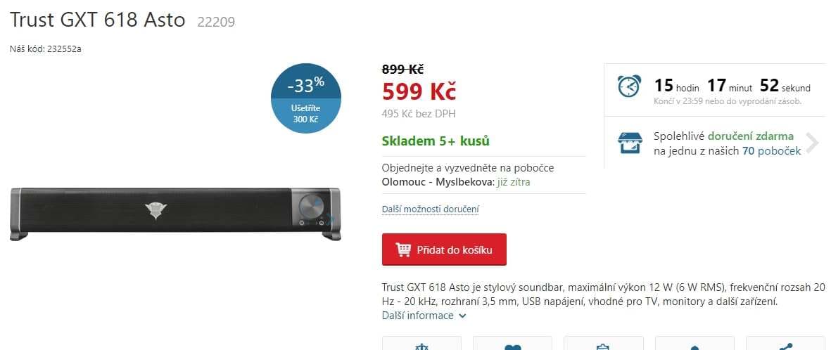 Soundbar - PC reproduktory Trust Asto