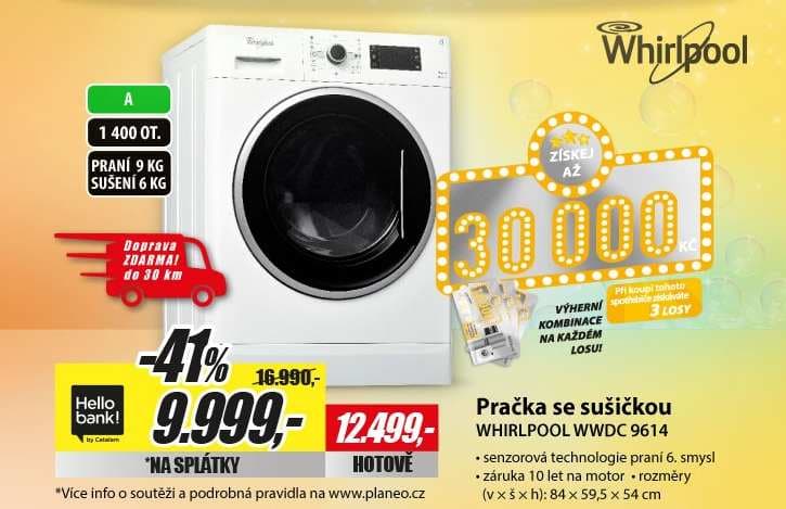 Pračka se sušičkou Whirlpool, 9/6kg, 1400 otáček