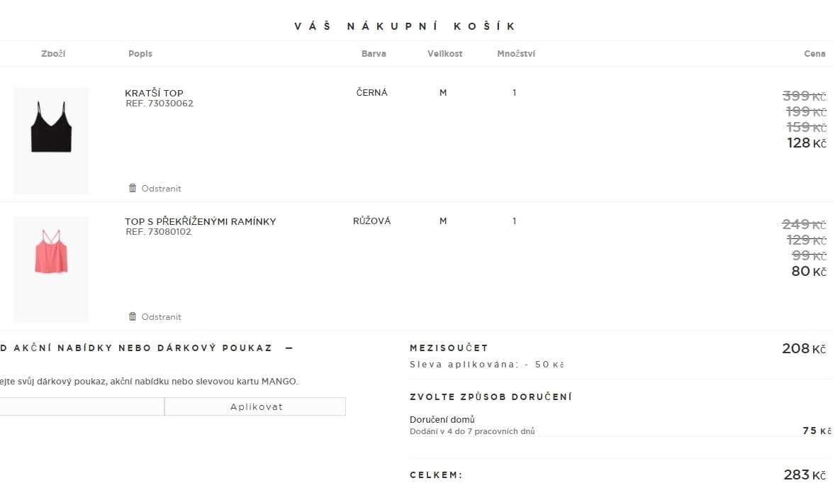 Mango outlet - sleva 50% na druhý produkt