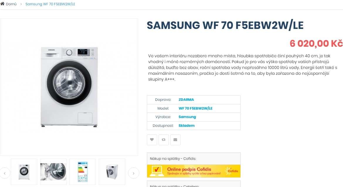 Pračka Samsung, 7kg, 1200 ot., 40cm, A+++