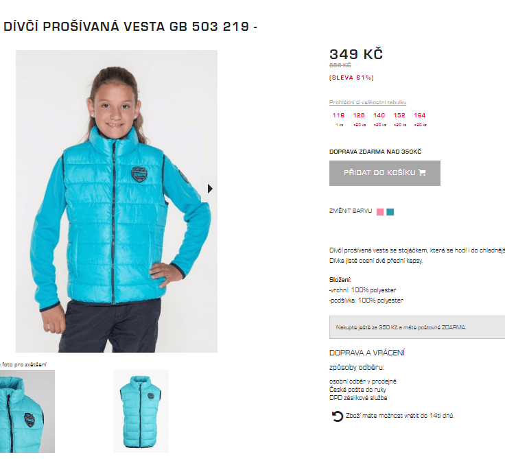 Dětské prošívané vesty SAM73
