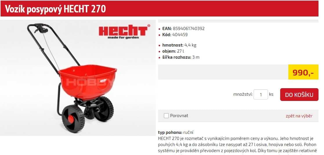 Rozmetač hnojiva, osiva nebo soli Hecht