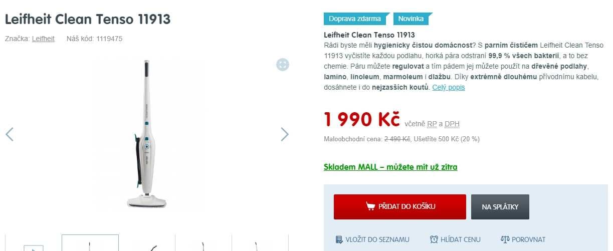 Parní čistič Leifheit Clean Tenso 