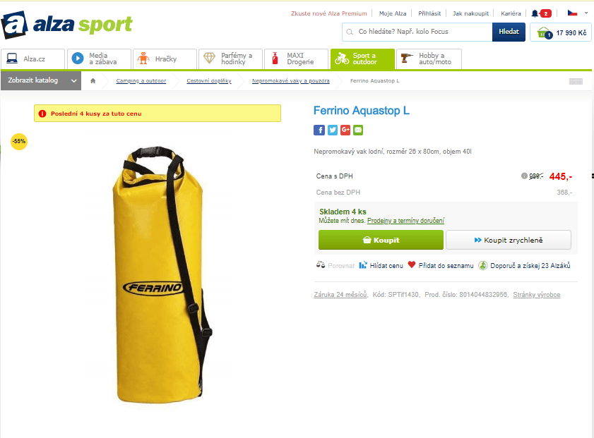 Nepromokavý vak lodní Ferrino Aquastop L