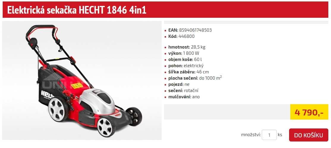 Elektrická rotační sekačka Hecht, 46 cm