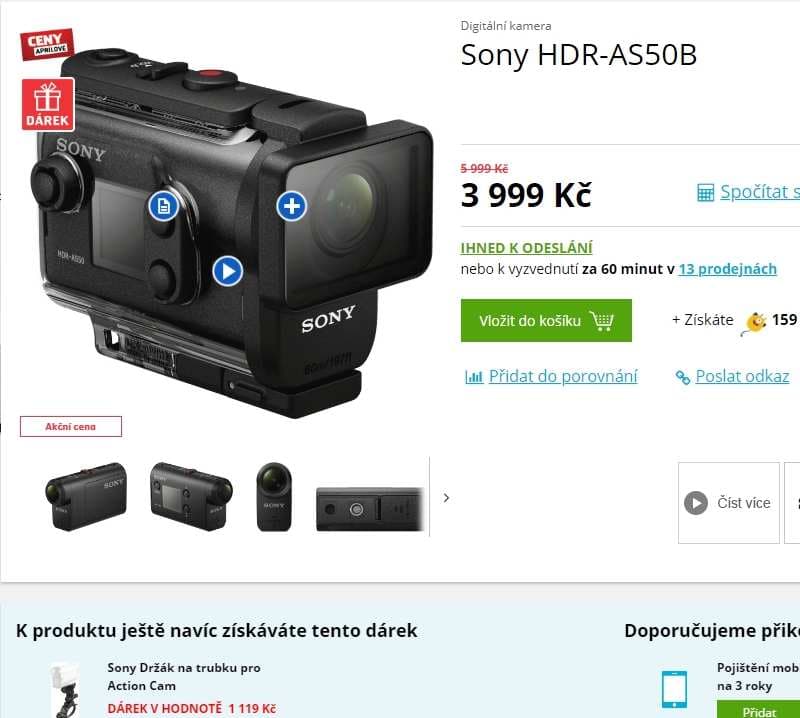 Outdoorová kamera Sony HDR AS50