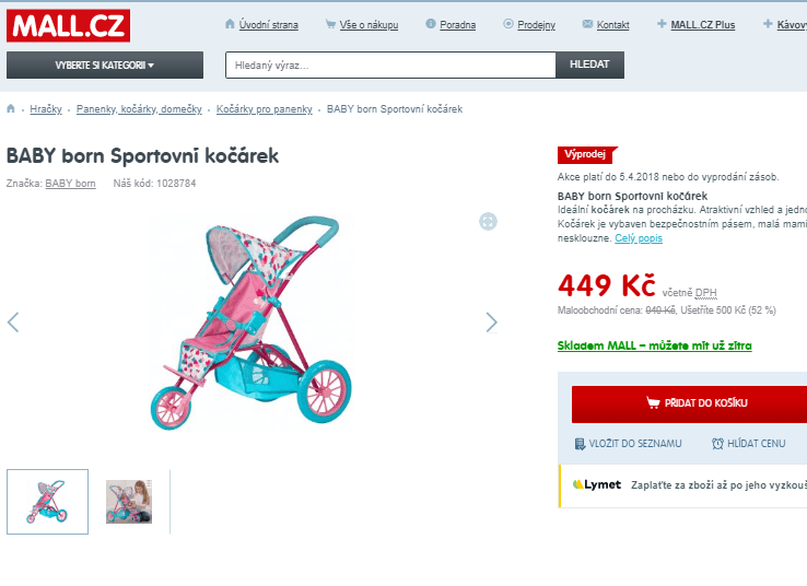 BABY born Sportovní kočárek pro panenky