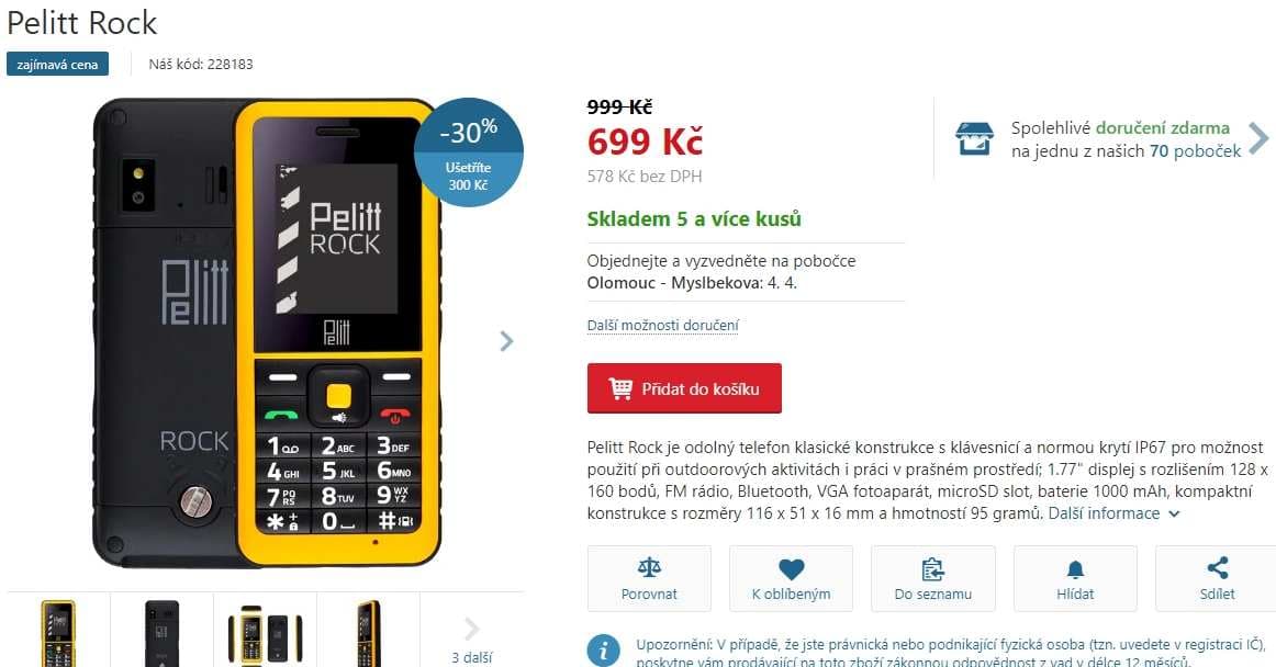 Odolný telefon Pelitt Rock - klasika