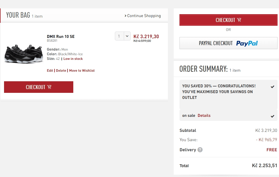 Reebok - sleva až 30% na zboží z Outletu