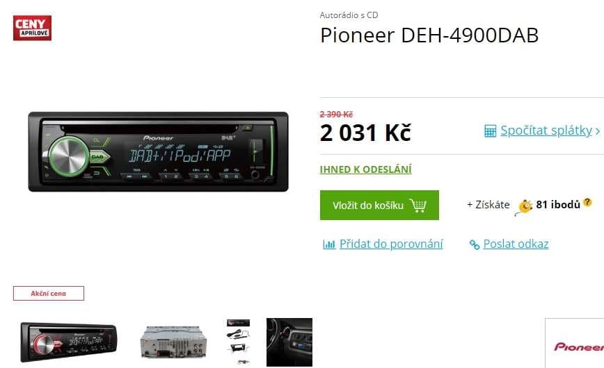 Autorádio Pioneer, CD, USB, mobil, DAB+