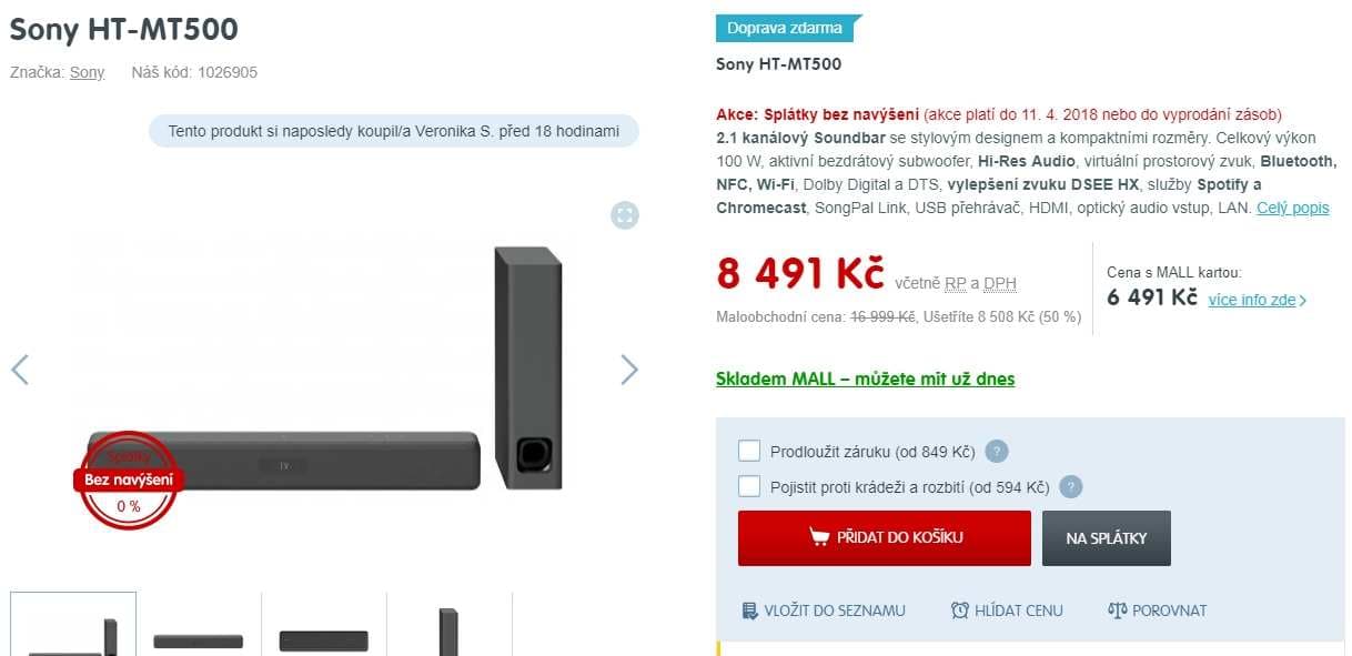 2.1k soundbar, subwoofer SONY, 100W